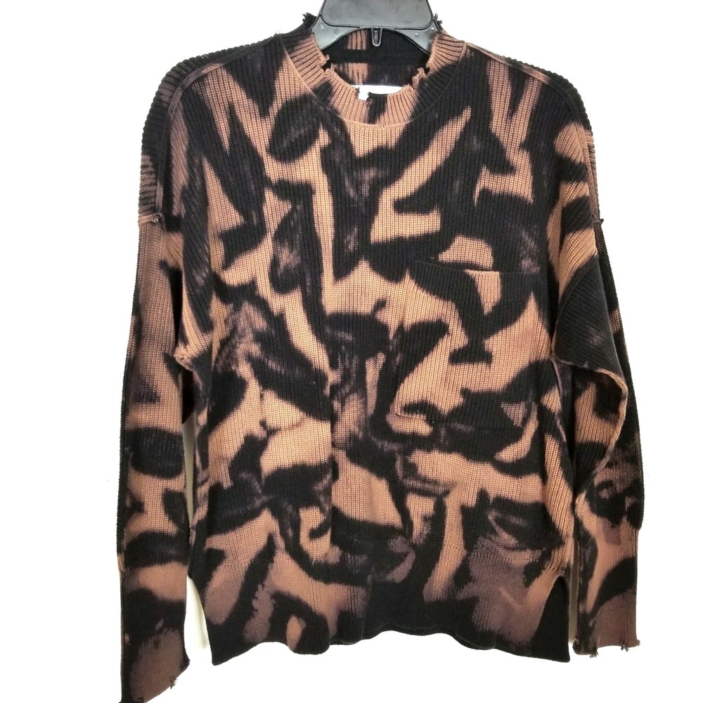 Pistola Women Sweater Sz S Darya Acid‎ Dye Cotton Dark Lava Distressed Pullover